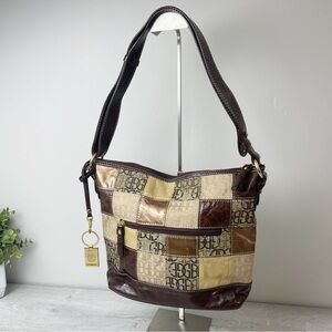 VINTAGE Giani Bernini Brown and Gold Patchwork Leather Hobo Shoulder bag
